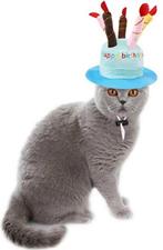 Soft pluche Happy Birthday hoed voor katten blauw of roze, Verzenden, Nieuw
