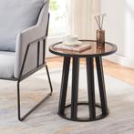 Bijzettafel Burgess 51xØ51 cm zwart en walnootkleurig [en.ca, Huis en Inrichting, Tafels | Bijzettafels, Verzenden, Nieuw