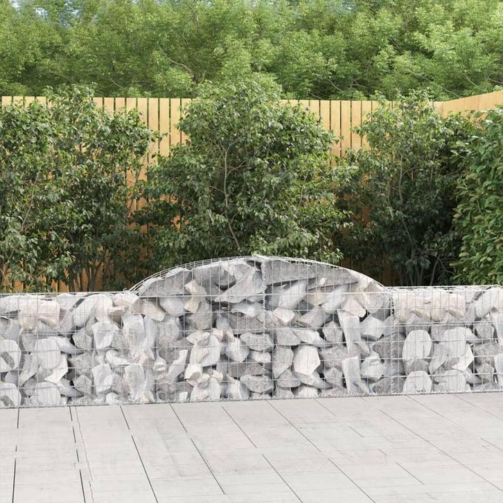 vidaXL Schanskorven 4 st gewelfd 300x30x60/80 cm, Tuin en Terras, Bloembakken en Plantenbakken, 100 cm of meer, Nieuw, Metaal