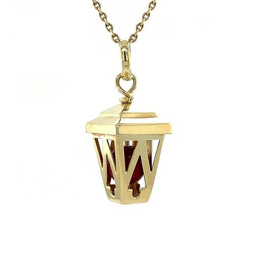 Gouden lantaarn hanger met bloedkoraal 14 krt, Sieraden, Tassen en Uiterlijk, Kettinghangers, Nieuw, Ophalen of Verzenden