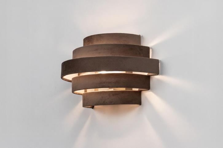 Rietveld Wandlampen - Bruin, Grijs - Stof, Metaal, Huis en Inrichting, Lampen | Wandlampen, Verzenden