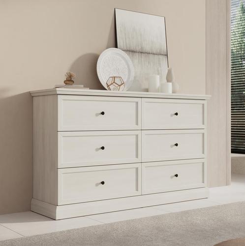 Ladekast wit eiken 146cm - Landelijk 6 lades, Huis en Inrichting, Kasten | Ladekasten, 25 tot 50 cm, Nieuw, 100 tot 150 cm, Verzenden