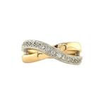 Gouden infinity ring met diamant 14 krt, Sieraden, Tassen en Uiterlijk, Goud, 17 tot 18, Dame, Wit