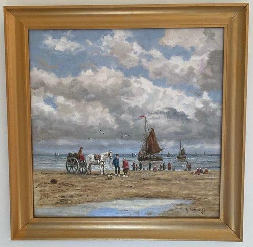 A. J. Temming (1942) - Thuiskomst Vissersvolk, Antiek en Kunst, Kunst | Schilderijen | Klassiek