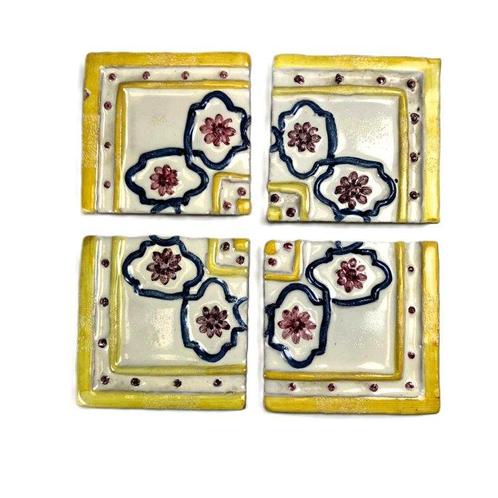 Antiek Tegel (4) - Portuguese Tiles / Panel (4x) - Antiek -, Antiek en Kunst, Antiek | Glas en Kristal