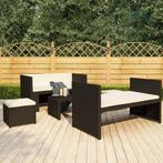 vidaXL 5-delige Loungeset met kussens poly rattan zwart, Verzenden, Nieuw, Rotan, Loungeset