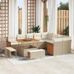 vidaXL 12-delige tuinset met kussens in beige poly rattan en, Verzenden, Nieuw, Rotan, Tuinset