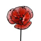 Tuinsteker bloem | Decoris | 91 cm (Glas, Rood), Huis en Inrichting, Woonaccessoires | Kunstplanten en Kunstbloemen, Verzenden