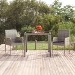 vidaXL Tuintafel met glazen blad 90x90x75 cm poly rattan, Verzenden, Nieuw