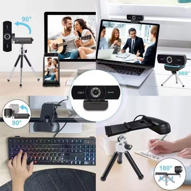 1080P 60fps Webcam met Dubbele Microfoon en Statief USB, Computers en Software, Webcams, Nieuw, Verzenden