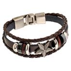 Fako Bijoux® - Armband - Leder Exclusive - Ster - 20cm -, Verzenden, Nieuw