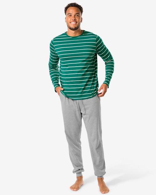 HEMA Heren pyjama strepen donkergroen, Kleding | Heren, Overige Herenkleding, Nieuw, Verzenden