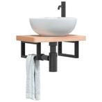 vidaXL Badkamer wandschap staal en massief beukenhout, Huis en Inrichting, Verzenden, Nieuw