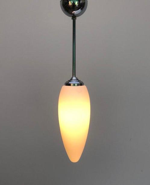 Plafondlamp - Glas, Verchroomd, Antiek en Kunst, Antiek | Lampen