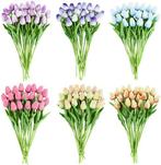 Tulpen fuchsia wit purple real touch foam 33 cm bundel ca., Ophalen of Verzenden, Nieuw