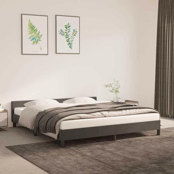 vidaXL Bedframe zonder matras 180x200 cm fluweel donkergrijs, Huis en Inrichting, Slaapkamer | Bedden, 80 cm, 200 cm, Grijs, Eenpersoons