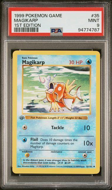 Magikarp (BS 35) 1st edition Shadowless PSA 9, Hobby en Vrije tijd, Verzamelkaartspellen | Pokémon, Nieuw, Ophalen of Verzenden