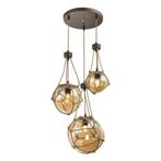 Hanglamp TIKO 43cm 3-lichts Roest, Helder, Ophalen of Verzenden, Nieuw, Metaal, 75 cm of meer