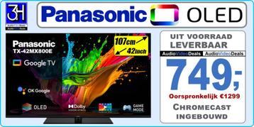 Nieuwe OLED TV Panasonic TX42MZ800E 42 inch Google 120Hz beschikbaar voor biedingen