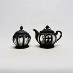 Kandelaar Gietijzeren en glazen lantaarnvormige, Antiek en Kunst, Curiosa en Brocante