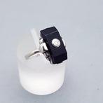 Zilver, Art Deco, Diamant(Getest) + Onyx - Ring