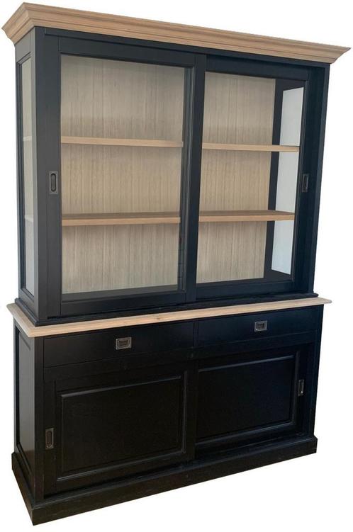 Buffetkast zwart Zaandam 160cm eiken natuur interieur, Huis en Inrichting, Kasten | Buffetkasten, Ophalen of Verzenden
