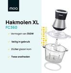 2dekans | MOA Hakmolen XL - Food Chopper - 2 liter glazen, Ophalen of Verzenden, Zo goed als nieuw