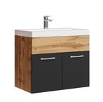 Badkamermeubel Montreal Set 01 60 x 35 cm Eiken Zwart, Verzenden, Nieuw, Wastafelkast