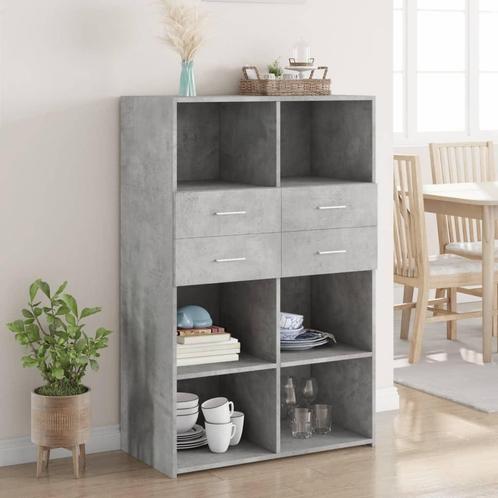 vidaXL buffetkast 80x42,5x124 cm bewerkt hout betongrijs, Huis en Inrichting, Kasten | Buffetkasten, 75 cm of meer, Nieuw, Overige houtsoorten