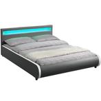 Gestoffeerd bed Sevilla - 140 x 200 cm - Donkergrijs - LED V, Verzenden, Nieuw