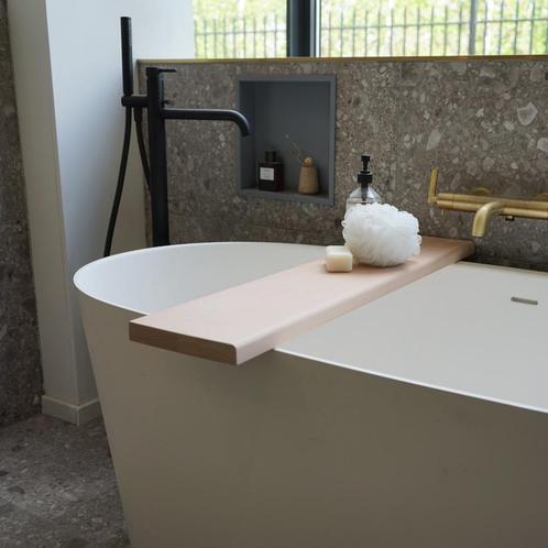 Badplank Gliss Shelf Recht 90 cm Massief Eikenhout Wit Olie, Doe-het-zelf en Verbouw, Sanitair, Ophalen of Verzenden