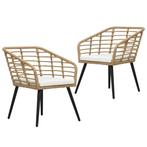 vidaXL Tuinstoelen 2 st met kussens poly rattan eikenkleurig, Tuin en Terras, Tuinstoelen, Verzenden, Nieuw, Rotan