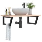 vidaXL Badkamer wandschap staal en massief eikenhout, Verzenden, Nieuw