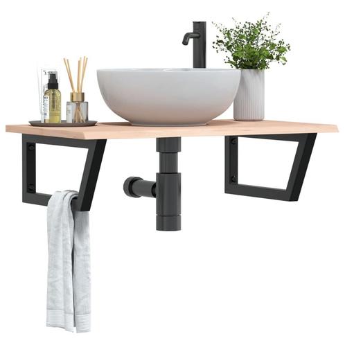 vidaXL Badkamer wandschap staal en massief eikenhout, Huis en Inrichting, Tafels | Kaptafels, Nieuw, Verzenden