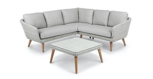 Hoek Loungeset  - MIRA - Wicker - Lichtgrijs - The Outsider, Tuin en Terras, Tuinsets en Loungesets, Verzenden
