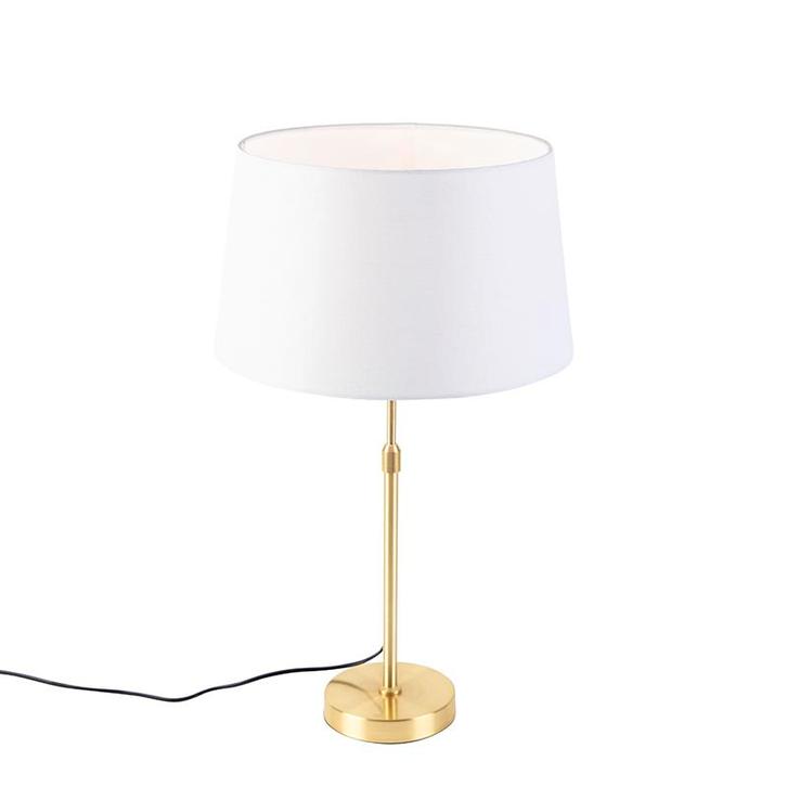 Tafellamp goud/messing met linnen kap wit 35 cm - Parte, Huis en Inrichting, Lampen | Tafellampen, Nieuw, Overige materialen, 50 tot 75 cm