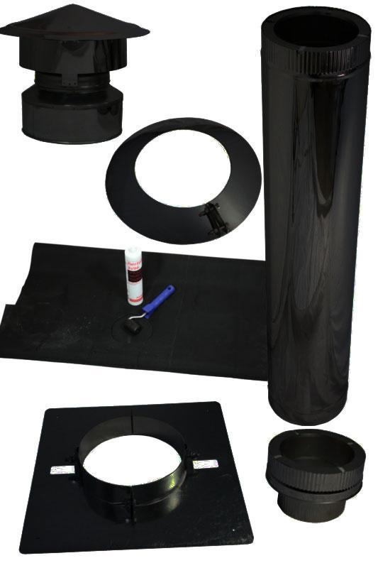 Dakdoorvoer met EPDM doorvoer houtkachel ZWART, Huis en Inrichting, Haarden, Ophalen