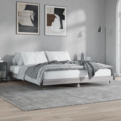 vidaXL Bedframe bewerkt hout grijs sonoma eikenkleurig, Huis en Inrichting, Slaapkamer | Bedden, 160 cm, 200 cm, Grijs, Tweepersoons