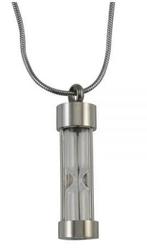 Assieraad, ashanger rvs zandloper met glas, Nieuw, Zilver, Overige materialen, Kruis of Symbool