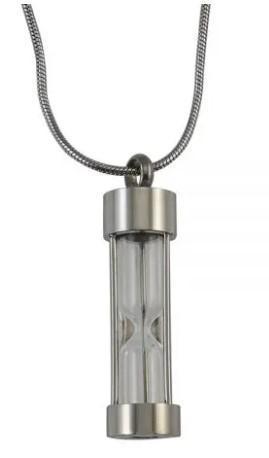 Assieraad, ashanger rvs zandloper met glas, Sieraden, Tassen en Uiterlijk, Kettinghangers, Zilver, Nieuw, Kruis of Symbool, Overige materialen