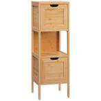 TRUUSK Bamboe Badkamerkast 1 Plank 2 Laden 30cm X 30cm X 90c, Huis en Inrichting, Badkamer | Badkamermeubels, Verzenden, Nieuw