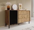 Meubella | Dressoir eiken 145cm | Kast met 3 lades, Huis en Inrichting, Kasten | Dressoirs, 100 tot 150 cm, Verzenden, Nieuw, Modern