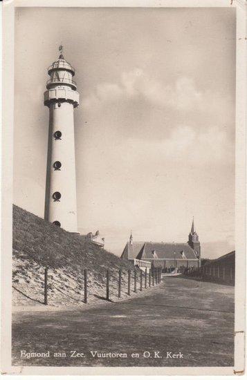 EGMOND AAN ZEE - Vuurtoren en O. K. Kerk, Verzamelen, Ansichtkaarten | Nederland, Verzenden