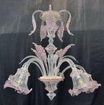 Kroonluchter - Roze doorzichtig - Muranoglas - 5 luci, Antiek en Kunst