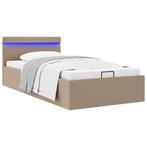 vidaXL Bedframe met opslag en LED kunstleer cappuccino, Huis en Inrichting, Slaapkamer | Bedden, Overige materialen, 90 cm, Eenpersoons