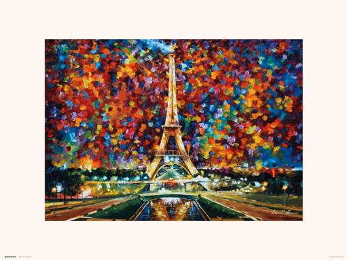 Kunstdruk Paris Leonid Afremov 40x30cm, Huis en Inrichting, Woonaccessoires | Schilderijen, Tekeningen en Foto's, Nieuw, Verzenden