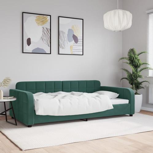 vidaXL Slaapbank 100x200 cm fluweel donkergroen, Huis en Inrichting, Slaapkamer | Bedden, 100 cm, 200 cm, Groen, Eenpersoons, Nieuw