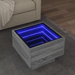 vidaXL Bijzettafel met LED 40x40x30 cm bewerkt hout grijs, Verzenden, Nieuw, Overige houtsoorten, 50 tot 100 cm