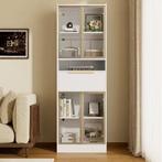 Hoge Vitrinekast met LED – 4 Deuren en Glasfront, Huis en Inrichting, Kasten | Vitrinekasten, Verzenden, Nieuw