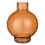 Glazen vaas - rond - bruin - diameter 28 cm  - hoogte 35.5, Nieuw, Verzenden